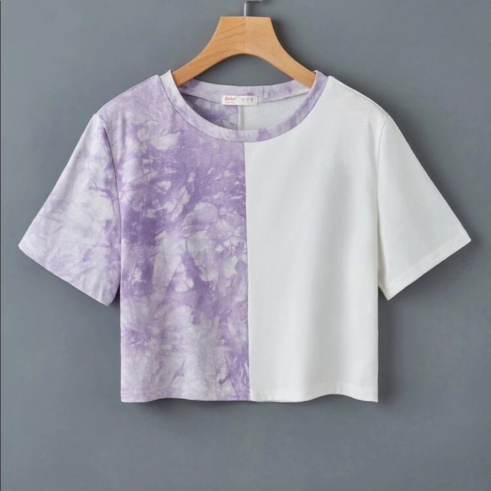 half white half the dye cropped tee